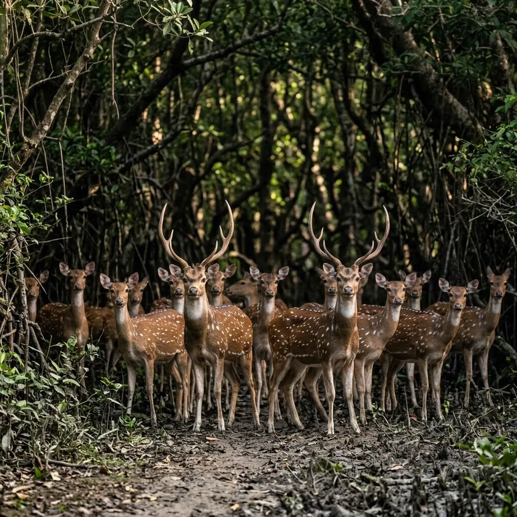 Spotted Deer at Forest Edge