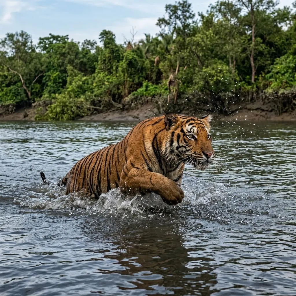 Royal Bengal Tiger Swimming
